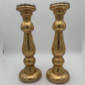 Gold Candle Holder Pair of 2